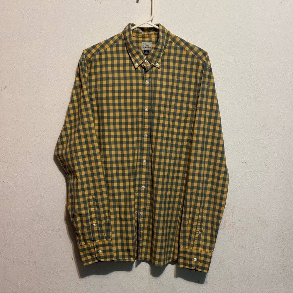 J Crew Shirt Mens Small Checkered Plaid Button Down Slim Fit Sz (L)